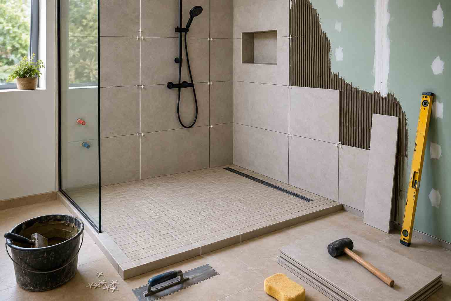 Carreler une douche à l'italienne pas à pas