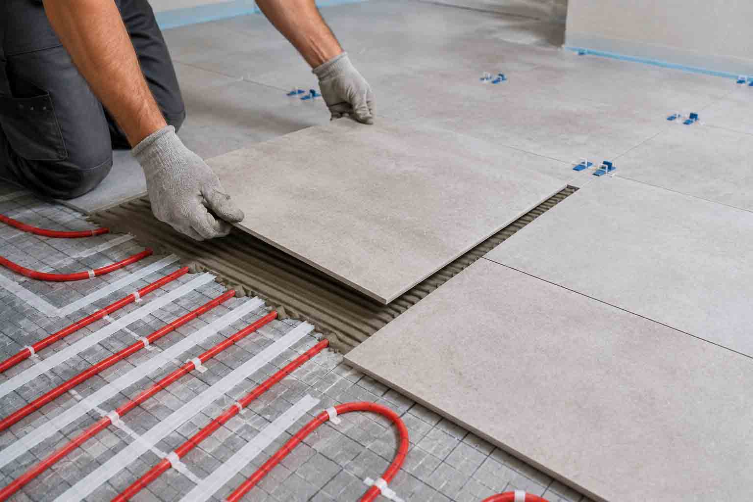 Pose de carrelage sur chauffage au sol